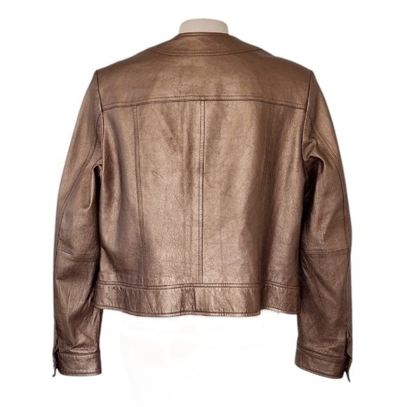 Bernardo Metallic Gold Bronze Leather Jacket Y2K Indie Rocker Event - Picture 3 of 7